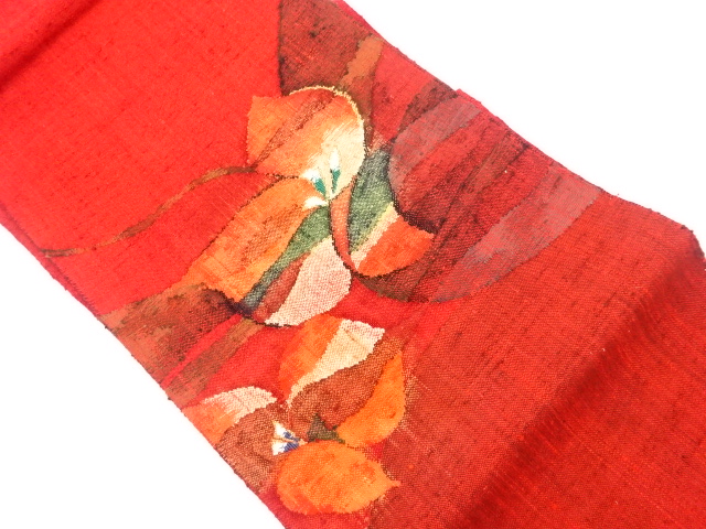 JAPANESE KIMONO / VINTAGE NAGOYA OBI / MAWATA TSUMUGI / WOVEN ABSTRACT FLOWERS